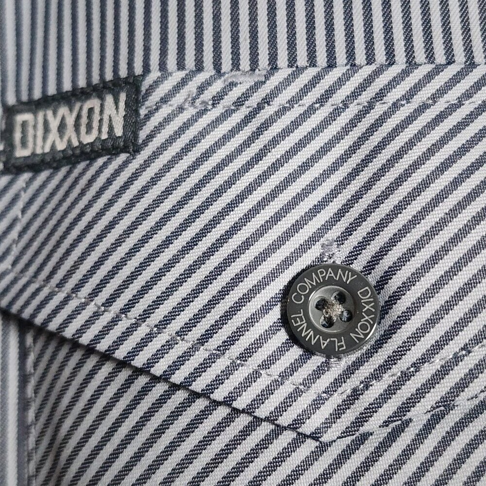 Dixxon Workforce Shirt Mens XL Blue Striped Short Sleeve Button Up Workwear - Picture 3 of 10